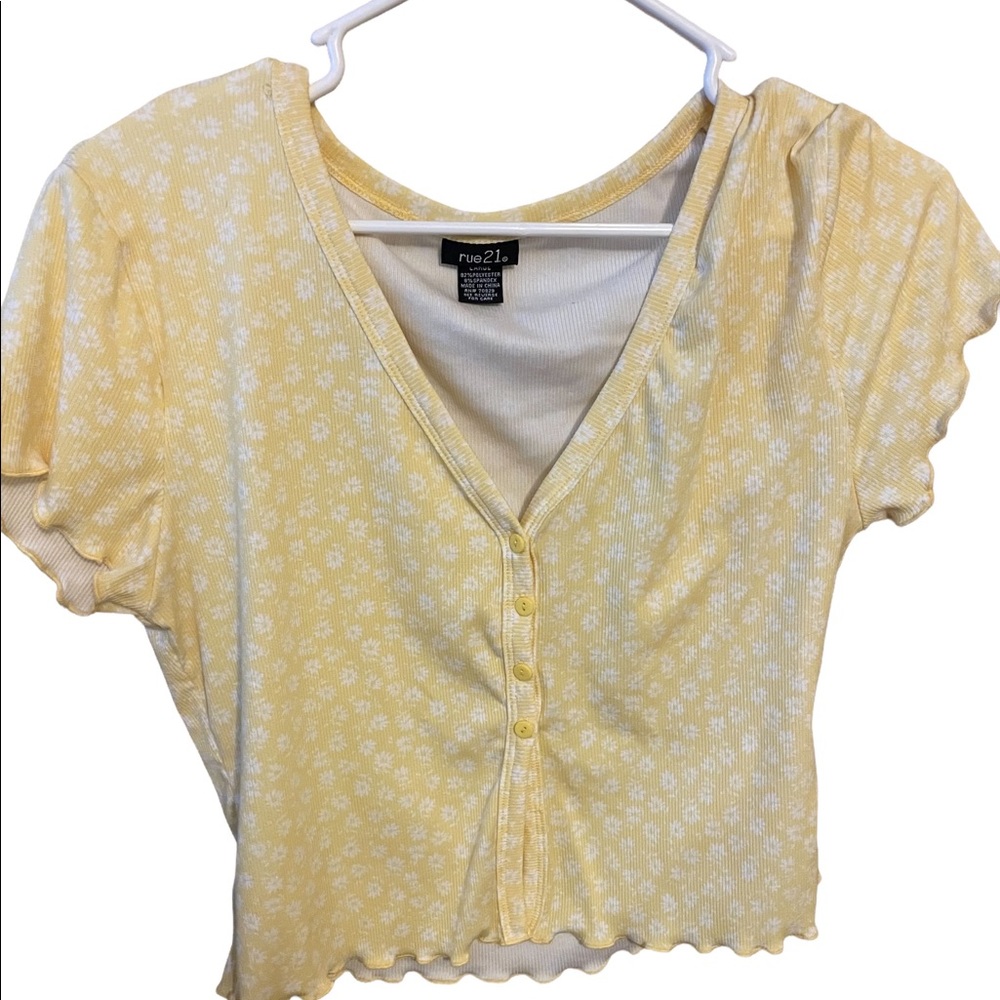 floral yellow crop top